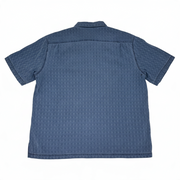 Men's Silk Short Sleeve Patterned Relaxed Fit Casual Shirt, Blue