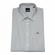 Men's Cotton Striped Long Sleeve Tailored Fit Formal Shirt, Grey