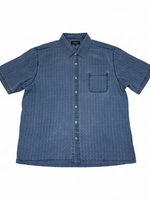 Men's Silk Short Sleeve Patterned Relaxed Fit Casual Shirt, Blue