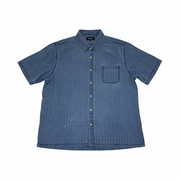Men's Silk Short Sleeve Patterned Relaxed Fit Casual Shirt, Blue