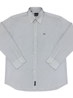 Men's Cotton Striped Long Sleeve Tailored Fit Formal Shirt, Grey