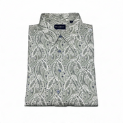 Men's Rayon Short Sleeve Patterned Relaxed Fit Casual Shirt, White