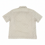 Men's Silk Patterned Short Sleeve Relaxed Fit Casual Shirt, White