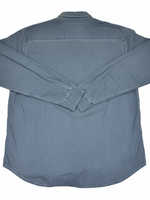 Men's Denim Style Long Sleeve Collared Regular Fit Casual Shirt, Dark Blue