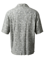 Men's Rayon Short Sleeve Patterned Relaxed Fit Casual Shirt, White