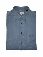 Men's Denim Style Long Sleeve Collared Regular Fit Casual Shirt, Dark Blue