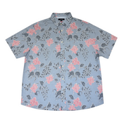 Men's Cotton Graphic Short Sleeve Relaxed Fit Casual Shirt, Light Blue