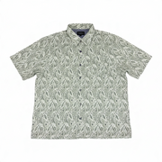 Men's Rayon Short Sleeve Patterned Relaxed Fit Casual Shirt, White