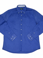 Men's Cotton Solid Long Sleeve Regular Fit Casual Shirt, Blue