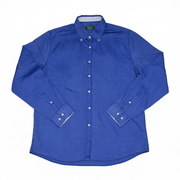 Men's Cotton Solid Long Sleeve Regular Fit Casual Shirt, Blue