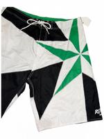 Men's Print Swim Board-shorts with Adjustable Drawstrings & Brand Name, White