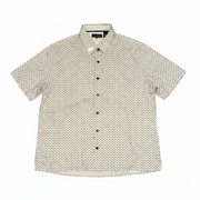 Men's Silk Patterned Short Sleeve Relaxed Fit Casual Shirt, White
