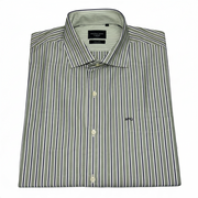 Men's Cotton Striped Long Sleeve Tailored Fit Formal Shirt, Green