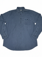 Men's Denim Style Long Sleeve Collared Regular Fit Casual Shirt, Dark Blue