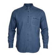 Men's Denim Style Long Sleeve Collared Regular Fit Casual Shirt, Dark Blue
