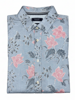 Men's Cotton Graphic Short Sleeve Relaxed Fit Casual Shirt, Light Blue