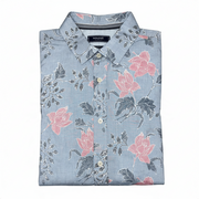 Men's Cotton Graphic Short Sleeve Relaxed Fit Casual Shirt, Light Blue