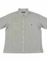 Men's Striped Short Sleeve Double Pocket Regular Fit Formal Shirt, Lava White