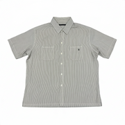 Men's Striped Short Sleeve Double Pocket Regular Fit Formal Shirt, Lava White