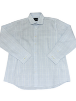 Men's Cotton Striped Long Sleeve Tailored Fit Formal Shirt, Baby Blue