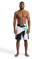 Men's Print Swim Board-shorts with Adjustable Drawstrings & Brand Name, White
