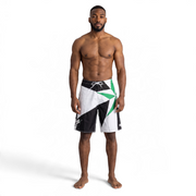 Men's Print Swim Board-shorts with Adjustable Drawstrings & Brand Name, White