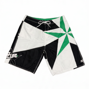 Men's Print Swim Board-shorts with Adjustable Drawstrings & Brand Name, White