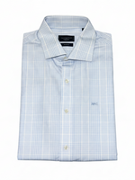 Men's Cotton Striped Long Sleeve Tailored Fit Formal Shirt, Baby Blue