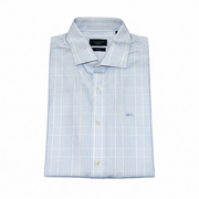 Men's Cotton Striped Long Sleeve Tailored Fit Formal Shirt, Baby Blue