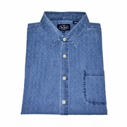 Men's Silk Short Sleeve Patterned Relaxed Fit Casual Shirt, Blue