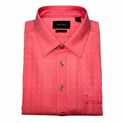 Men's Silk Short Sleeve Patterned Relaxed Fit Casual Shirt, Red