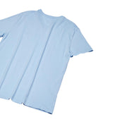 Flat lay back view of Lacoste light blue V-neck cotton T-Shirt