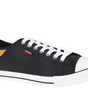 Levi's black sneakers close-up – white laces and durable canvas material
