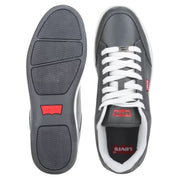 Levi's grey sneakers for men – top view of laces and bottom rubber sole with Levi's logo