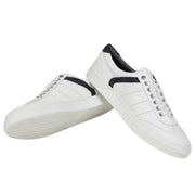 Levi's white sneakers with white heel and trim – angled pair showcasing side and sole, men's casual shoes