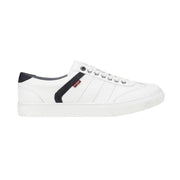 Levi's white sneakers – left side view with stitched panel and Levi's tag, casual men's sneakers