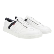 Levi's white sneakers with navy accents – side and front angled view of pair, classic lace-up design
