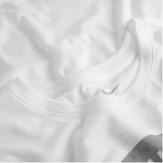 Close-up of Nike white FootballX T-shirt collar highlighting inner Nike swoosh and stitching details
