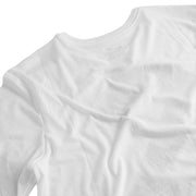 Wrinkled close-up back view of Nike white FootballX T-shirt showcasing soft cotton fabric texture
