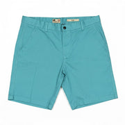 North Coast turquoise slim fit cotton chino shorts with button closure and belt loops.