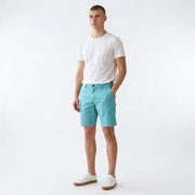 North Coast men's slim fit turquoise cotton chino shorts with button closure and pockets