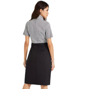 Styli black houndstooth pencil dress back view showing zip detail and fitted silhouette