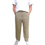 The Discount District men's khaki lightweight cargo pants in a regular fit with a straight wide-leg cut.
