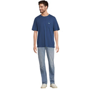 Tommy Bahama navy blue T-shirt for men with chest pocket and dolphin logo - front full body view