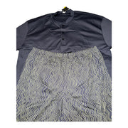 Men's Solid Henley Short Sleeve T-Shirt & Pattern Elastic Waistband Shorts Pyjama Set, Grey