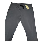 Men's Comfort Fit Mid Rise Pants with Built-in Belt, Dark Grey