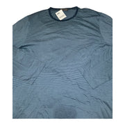 Men's Patterned Long Sleeve Scoop Neck Pajama T-Shirt, Blue Grey