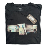 Men's Graphic Print Crew Neck T-Shirt, Dark Gray