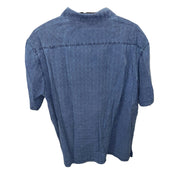 Men's Silk Short Sleeve Patterned Relaxed Fit Casual Shirt, Blue