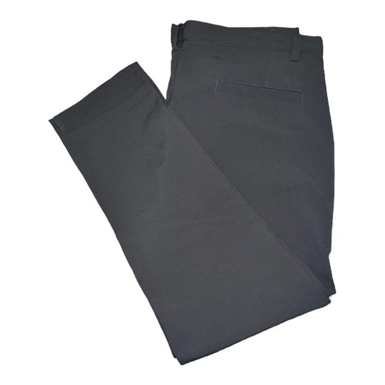 Men's Comfort Fit Mid Rise Pants with Built-in Belt, Dark Grey